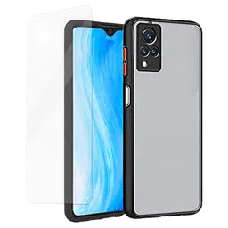 ARROW Duplex Series Tempered Glass & Polycarbonate Back Cover Combo for vivo Y33S (Anti Scratch Design, Black)-picture-3