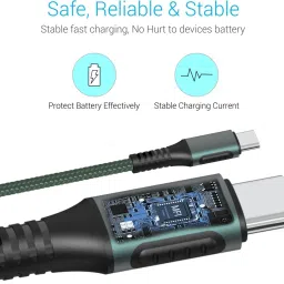 Portronics USB Type C Cable 3 A 1.2 m POR-1065 C Square 3A image 5