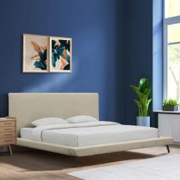 casacraft from pepperfry Aurora Fabric Upholstered KIng Size Bed in Beige Color-picture-8