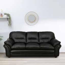 casacraft from pepperfry Adalia Leatherette 3 Seater Sofa In Black Colour-picture-28