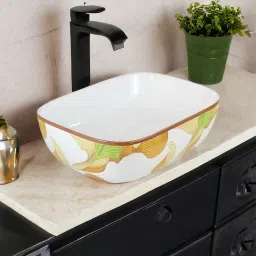 Premium Quality Attractive Ceramic Glossy Art Basin For Bathrooms & Living Room AR-03 [18 x 13 x 5]INCH Table Top Basin-image-5