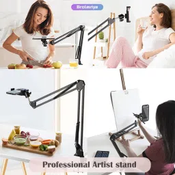 BROLAVIYA Overhead Video Large Arm Mobile Stand Large 2 Way Base Clamp With Mobile Bracket Mobile Holder image 2