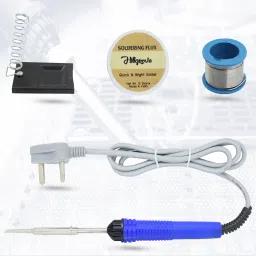 Electronic Repairing 4in1 Mobile Soldering Iron Equipment Tool Machine Combo Kit Set with Flux Paste and Wire 25 W Simple-0