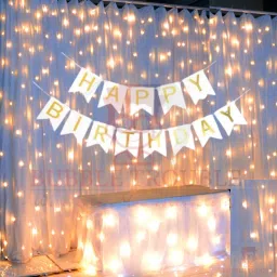 White Happy Birthday Banner With Fairy Light Combo (Set of 2) For Birthday Decoration for Boys, Girls, Boyfriend, Girlfriend, Husband,Kids Bday Celebrations,Bunting Tags,Flag Decorative Items Banner Banner-14