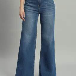 Women Flared High Rise Blue Jeans-image-21