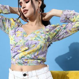 Berrylush Women Charming Purple Floral Cropped Top-image-30
