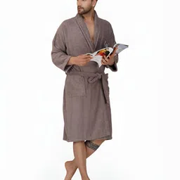 Aura Men 550 GSM Bath Robe With Matching Slippers image 3