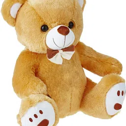 webby Plush Cute Sitting Teddy Bear Soft Toys with Neck Bow and Foot Print - 35 cm-picture-1
