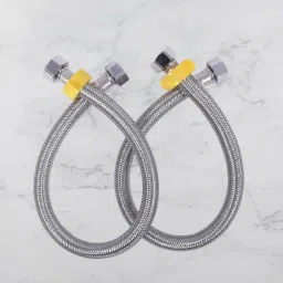 18"Inches Stainless Steel Connection Pipe with Brass Nut, Scale-Preventing, High-Temperature Resistant, Smooth Water Flow, (Pack of 2) Hose Pipe-image-21