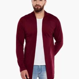 Men Full Sleeve Maroon Shrug-image-9