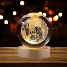 Galaxy Crystal Ball Lamp, 3D Moon Model, LED Colors, Remote Control Decorative Showpiece-6 cm-17