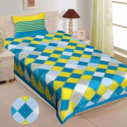 144 TC Cotton Single Checkered Flat Bedsheet-image-22