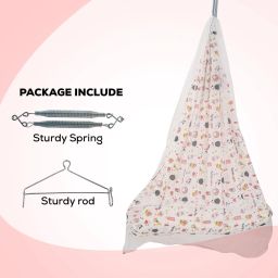 baybee 2 in 1 Cotton Baby Hanging Cradle with Mosquito Net & Spring for New Born Baby image 5