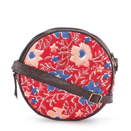 NEPRI Floral Printed Structured Cotton Sling Bag-24