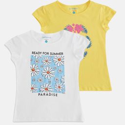 Pantaloons Junior Girls Pack 0f 2 Graphic Printed Cotton T-shirt-image-12