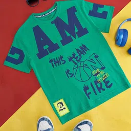 Pantaloons Junior Boys Typography Printed Cotton T-shirt-image-61