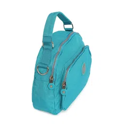 BAOMI Blue Structured Handheld Bag with Applique image 4