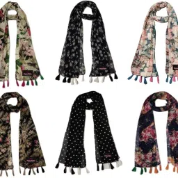Printed Chiffon Women Multicolor Scarf, Stole, Fancy Scarf-image-95