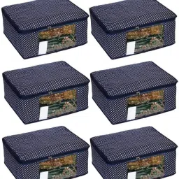 Love Store Set of 6 Cotton Quilted 3 Layered Foldable Saree Covers / Wardrobe Organizer Cotton Laundry Bag-30