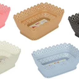Plastic Fruit & Vegetables Kitchen Basket Set of 5 Plastic Storage Basket-image-7