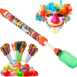 (1 Pichkari + 3 Magic Balloon+ 1 Joker Mask)for Children Holi & Pool Party Fun Water Gun-image-60