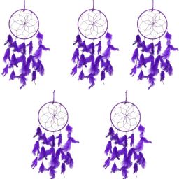 Beautiful Purple 6 Inches Dream Catchers Attract Positive Dreams (Pack Of 5) Wool Dream Catcher-image-41