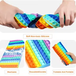 Dice Game Pop It Board – Jumbo Size Silicone Fidget Toy with Colorful Bubbles-0
