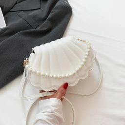 White Women Sling Bag Casual Crossbody Purse, Small Size With Zipper Closure Shell Bag (White)-image-39