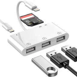 microware Lightning OTG Card Reader 6 in 1 Camera Adapter with Camera Memory Reader, SD &TF Card, Power Delivery Card Reader image 2