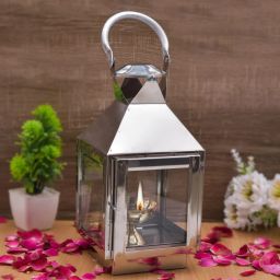 Akhand Diya with Glass Cover , Brass Diya with stand for Puja Room Steel Hanging Diya Set-image-15