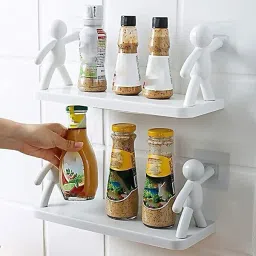 Self Adhesive Multi-Purpose Wall Hanging Humanoid floating Shelf 1.901 Plastic Wall Shelf-image-19