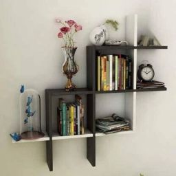 Plus Shape Wall Shelf / Hashtag Floating Wall mount / Made in Medium Dencity Fiber Wood / Rack Shelf / Floating Shelf (Black & White) MDF (Medium Density Fiber) Wall Shelf-10