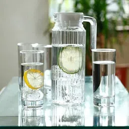 S1Store Italian Premium Juice and Water Glasses Set of 6 and Jug Set Combo,(6 Glasses 275ML and 1 Jug 1.2-Liter), Transparent, Juice or Water Glass and Jug Set for Dining Table, Highball Water Glasses Jug Glass Set-image-29