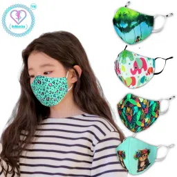 SUPER SAFETY 3 Layer cartoon print kids mask with Adjustable Ear loops Pack Of 5 DP-09 Digital Print Reusable, Washable Cloth Mask-picture-10