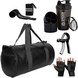 15 L Gym Duffel Bag - Combo Set Gym Bag with Gloves Wrist Band and Shaker Bottle and Hand Gripper - Multicolor-image-62