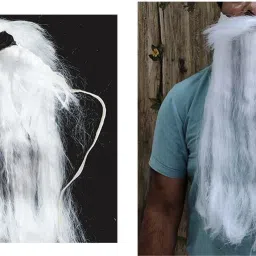 Ramleela Sadhu Character moustache attached beard for all free size white beard Hair Extension-13