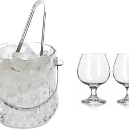 Glass Ice Bucket With Glass Set 3 - Piece Bar Set-1
