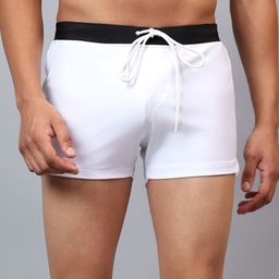 la intimo Arctic Swim Trunks with contrast waistband and pocket details Solid Men Swim Bottom White Swimsuit-picture-7
