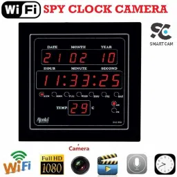 Pelupa 1080p Full HD Motion Detection, Remote Live Viewing on Mobile app Android/iOS Spy WiFi Digital Ajanta Wall Clock Hidden Cameras for Home/Office Security, Black Spy Camera image 3