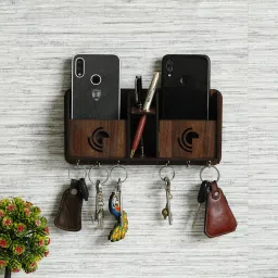 DESIGNER KEY HOLDER WITH 2MOBILE HOLDERS Wood Key Holder-image-21