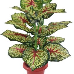 Tropical Caladium | 18 Leaves | Ornamental Plant for Indoor Decor Without Pot Artificial Plant-image-3