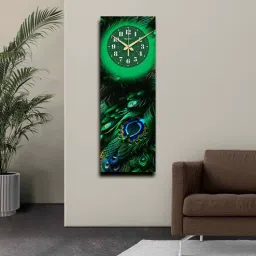 olive tree Multicolour Rectangle 24 Inches Wooden Wall Clock (peacock feather)-picture-7