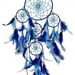 Blue & Light Blue Feathers Dream Catcher, Handmade Dreamcatcher (10 CM x 24 CM) Feather Dream Catcher-image-27