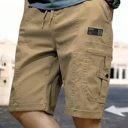 tyrell Solid Men Brown Cargo Shorts-picture-0