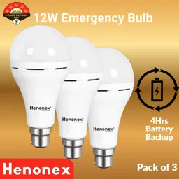 henonex Energy Efficient 12W Rechargeable Emergency Bulb – Pack of 3 2 hrs Bulb Emergency Light-picture-15