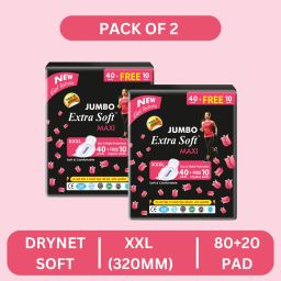 Jumbo Maxi XXL Sanitary Pads | 320mm | Pack of 2 | 40+10 Free Pads Each Sanitary Pad-20