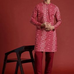 Men Embroidered Cotton Blend Straight Kurta-image-94