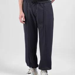 Men Solid, Self Design Black Track Pants-image-85