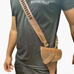 Fw Holster 32 (Rev) Brown Leather Crossbody Police Style Pistol/Gun Cover M-image-49