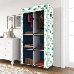 P 2003-3 Cloth Rack Storage Organizer Shelves Printed Almirah PP Collapsible Wardrobe-image-27